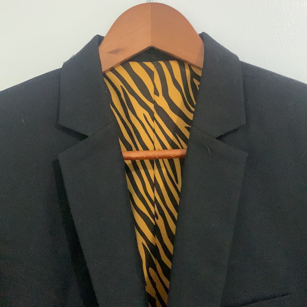 Unique custom tiger-striped lined blazer